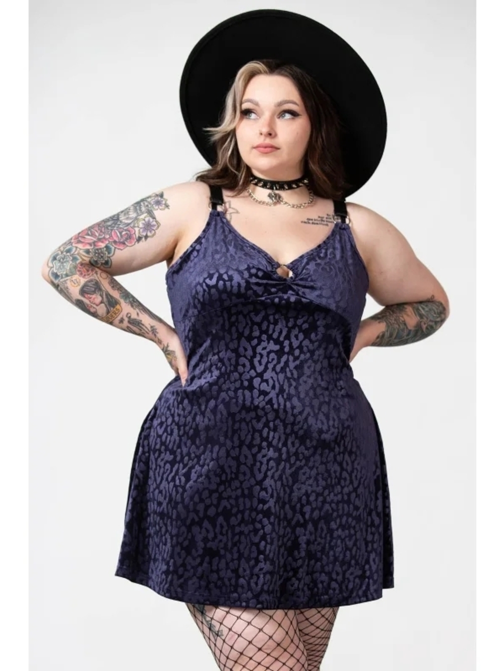 EUC KILLSTAR "Cool Cat" Velvet Skater Dress- Size 4XL- See Description